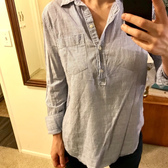 Gap boyfriend fit striped popover shirt - Picture 4 of 8